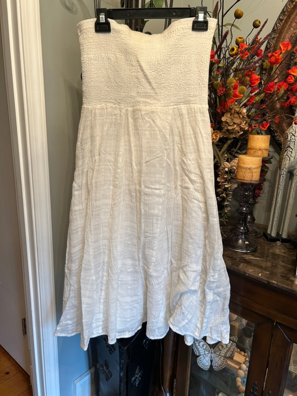 Free People White Textured Strapless Dress